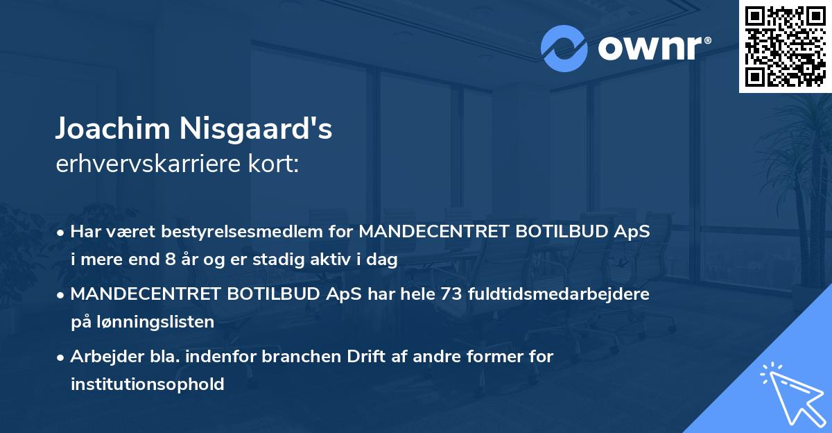 Joachim Nisgaard's erhvervskarriere kort