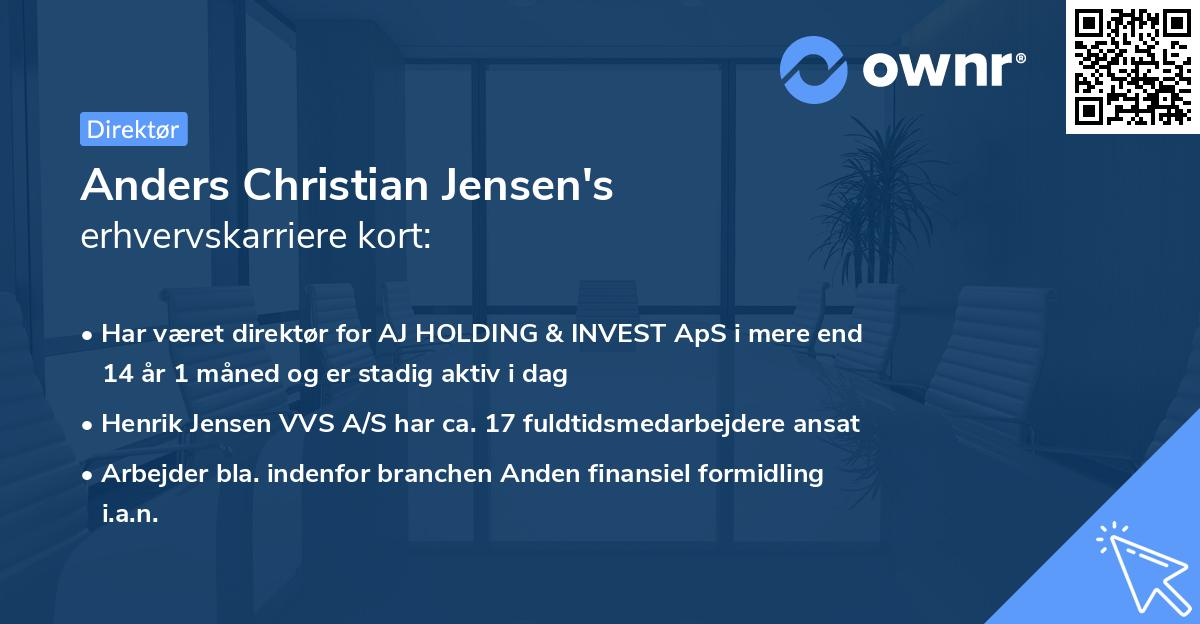 Anders Christian Jensen's erhvervskarriere kort