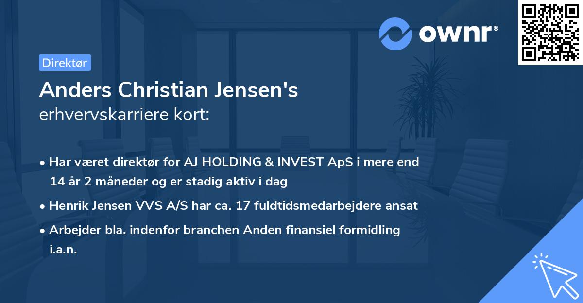 Anders Christian Jensen's erhvervskarriere kort