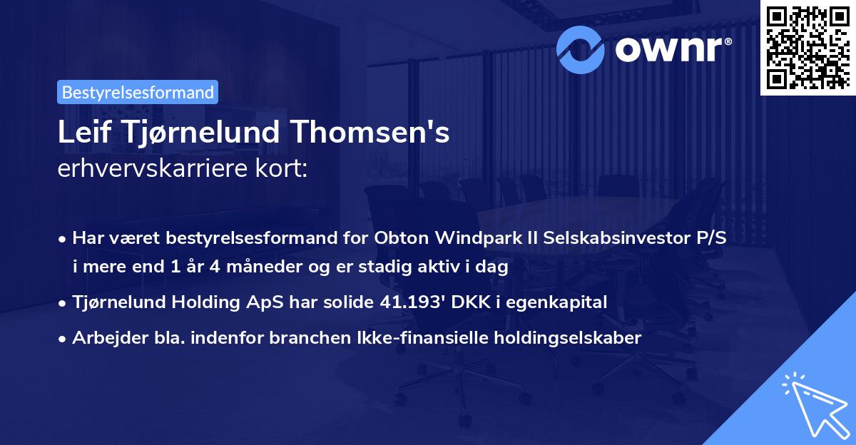 Leif Tjørnelund Thomsen's erhvervskarriere kort