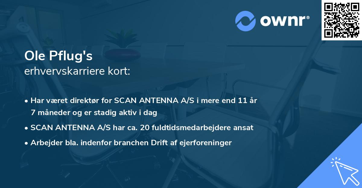 Ole Pflug's erhvervskarriere kort