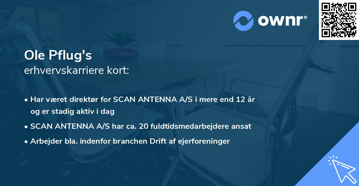 Ole Pflug's erhvervskarriere kort