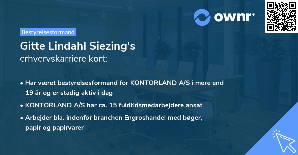 Gitte Lindahl Siezing's erhvervskarriere kort