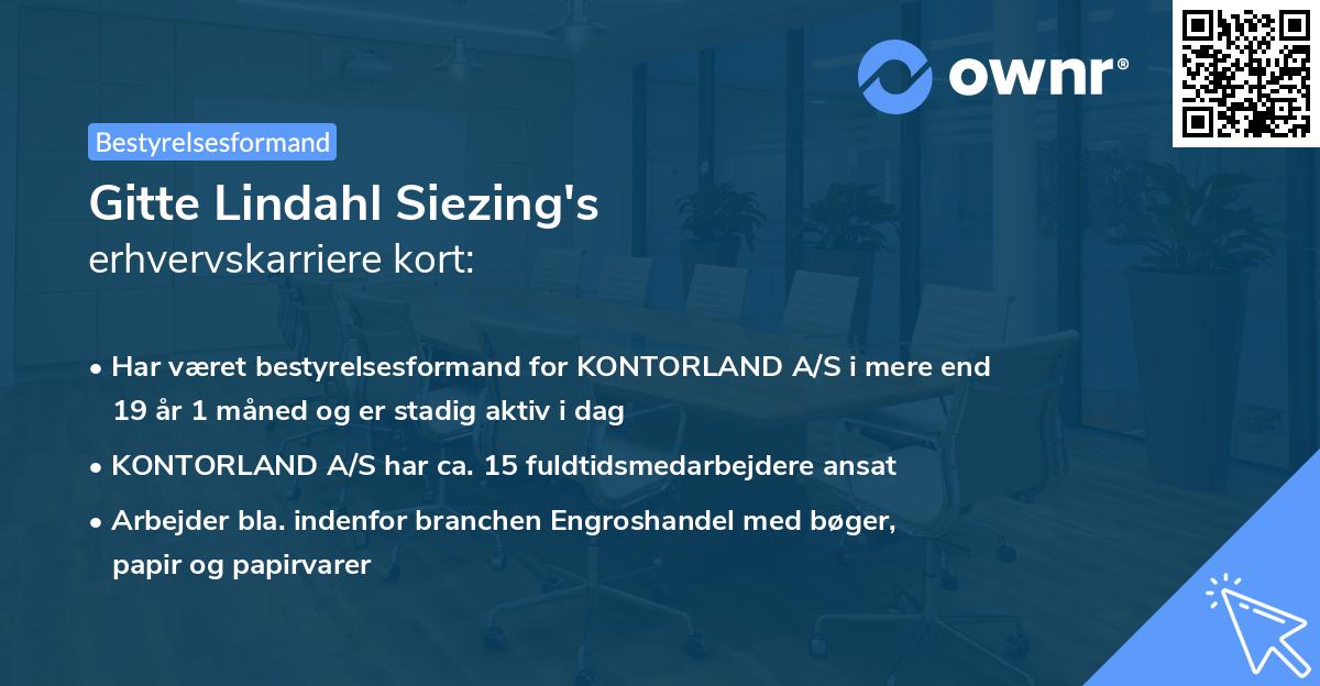 Gitte Lindahl Siezing's erhvervskarriere kort