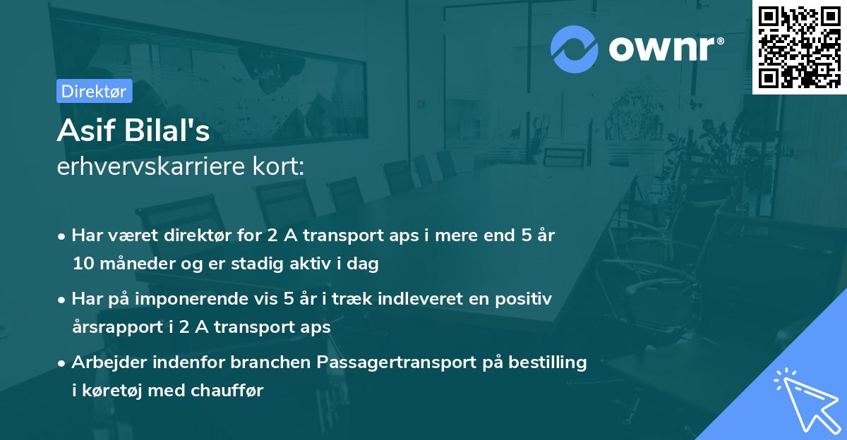 Asif Bilal's erhvervskarriere kort