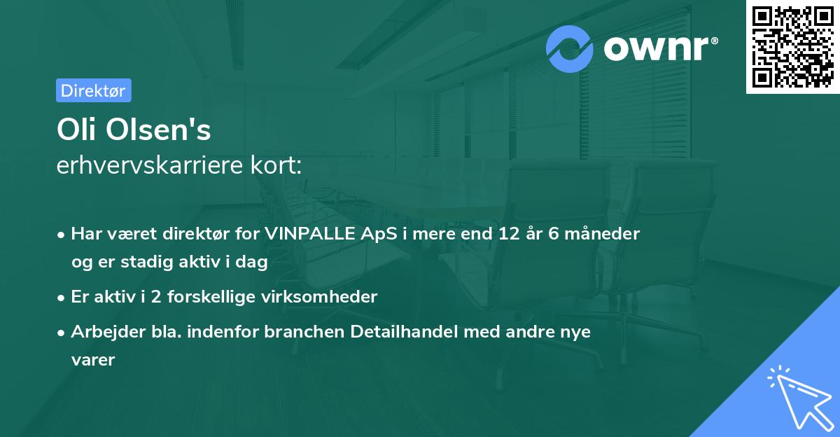 Oli Olsen's erhvervskarriere kort