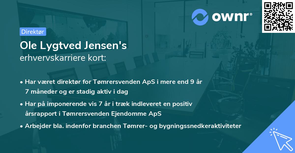 Ole Lygtved Jensen's erhvervskarriere kort
