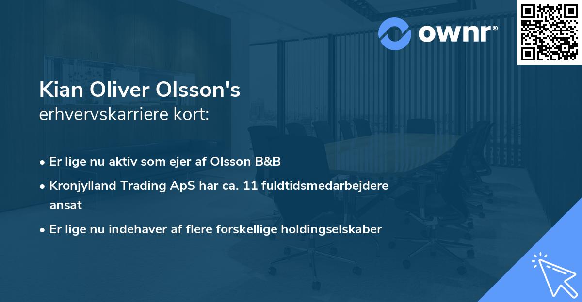 Kian Oliver Olsson's erhvervskarriere kort