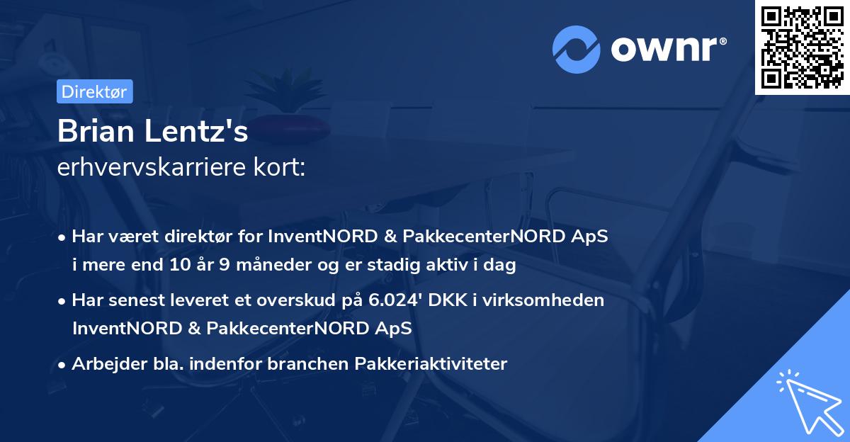Brian Lentz's erhvervskarriere kort