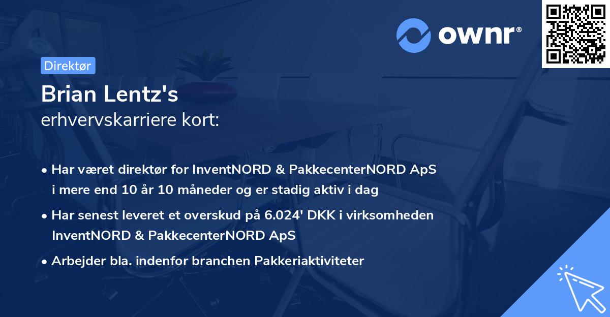 Brian Lentz's erhvervskarriere kort