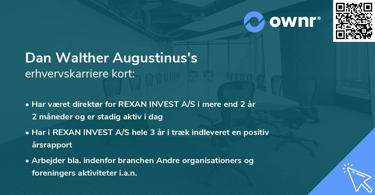 Dan Walther Augustinus's erhvervskarriere kort