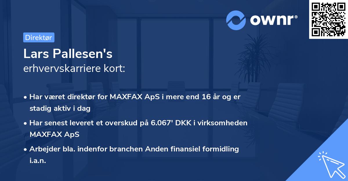 Lars Pallesen's erhvervskarriere kort