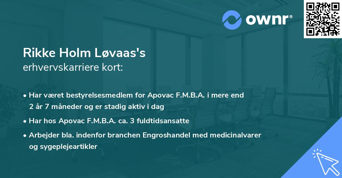 Rikke Holm Løvaas's erhvervskarriere kort