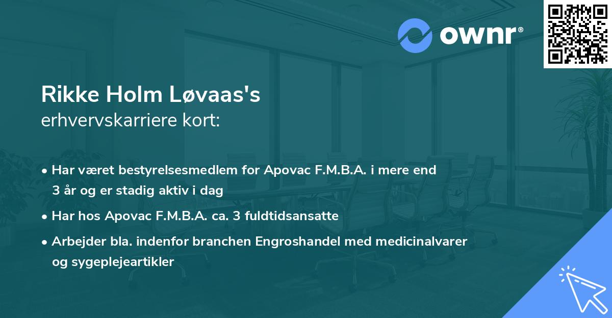 Rikke Holm Løvaas's erhvervskarriere kort