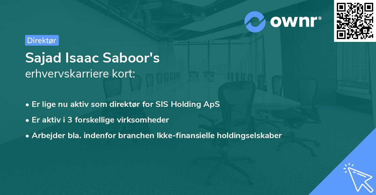 Sajad Isaac Saboor's erhvervskarriere kort