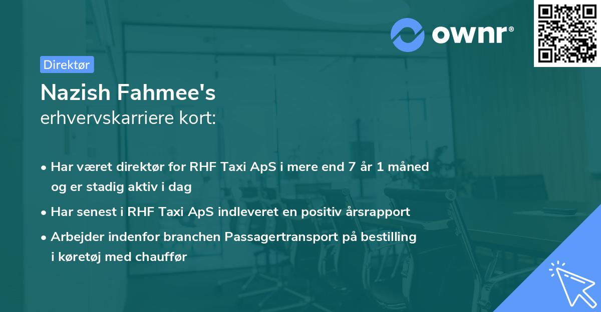 Nazish Fahmee's erhvervskarriere kort