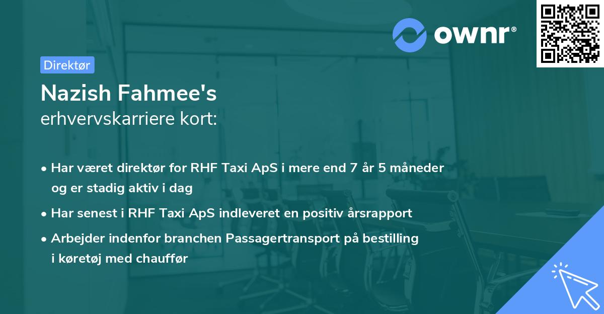 Nazish Fahmee's erhvervskarriere kort