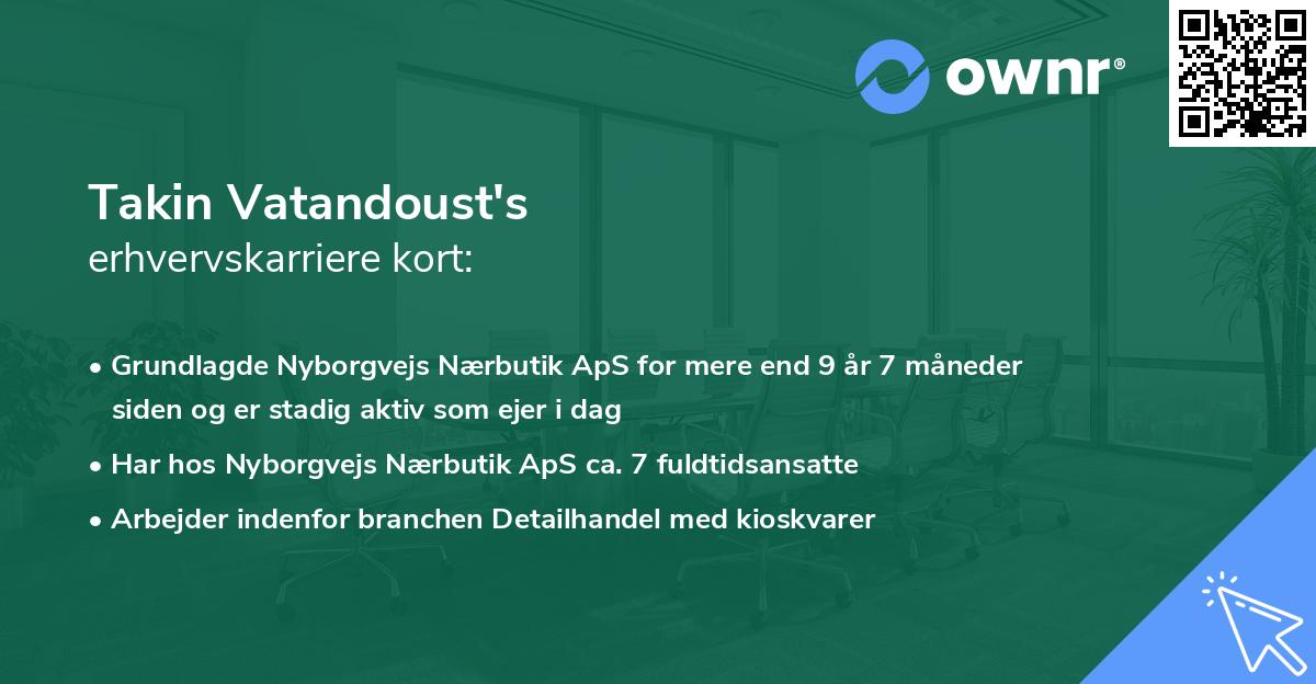 Takin Vatandoust's erhvervskarriere kort