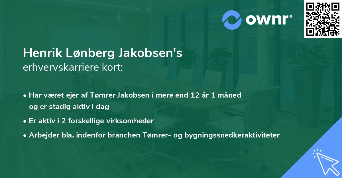 Henrik Lønberg Jakobsen's erhvervskarriere kort