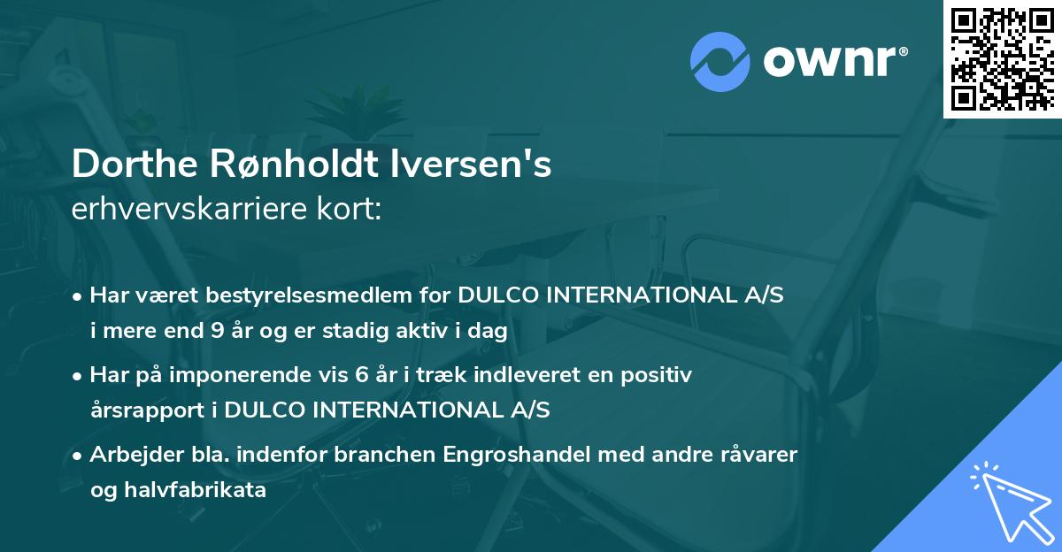 Dorthe Rønholdt Iversen's erhvervskarriere kort
