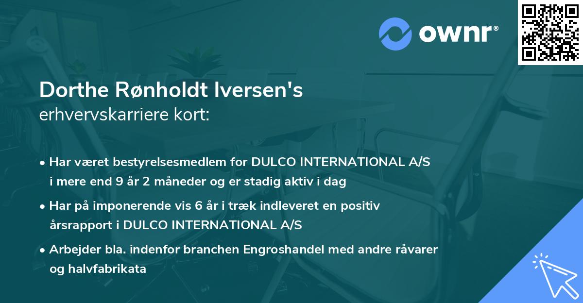 Dorthe Rønholdt Iversen's erhvervskarriere kort