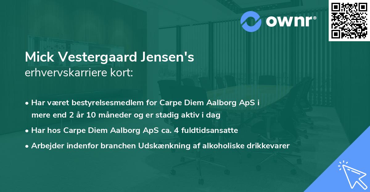 Mick Vestergaard Jensen's erhvervskarriere kort