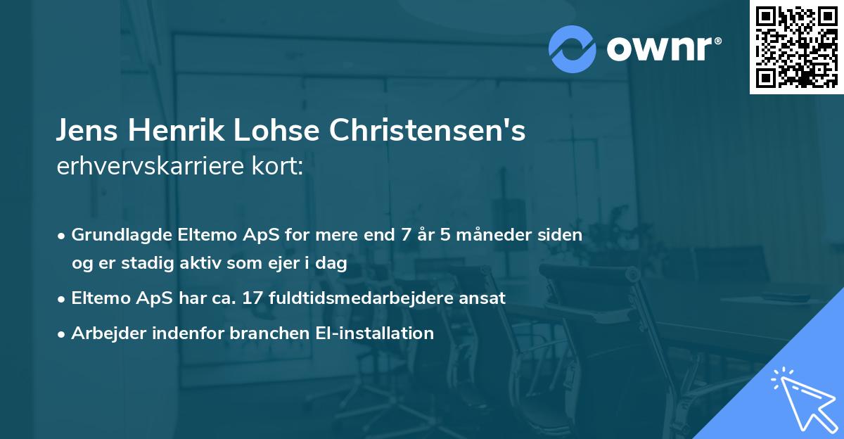 Jens Henrik Lohse Christensen's erhvervskarriere kort