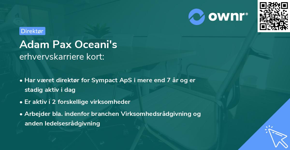 Adam Pax Oceani's erhvervskarriere kort