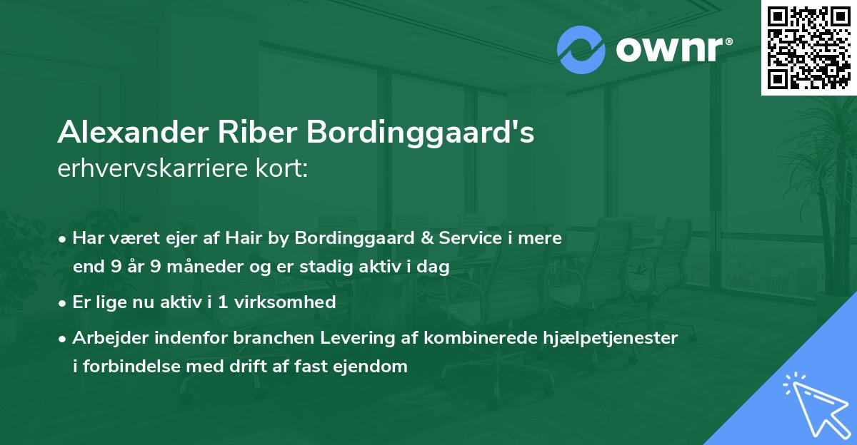 Alexander Riber Bordinggaard's erhvervskarriere kort