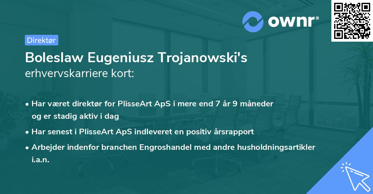Boleslaw Eugeniusz Trojanowski's erhvervskarriere kort