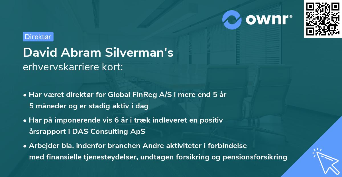 David Abram Silverman's erhvervskarriere kort