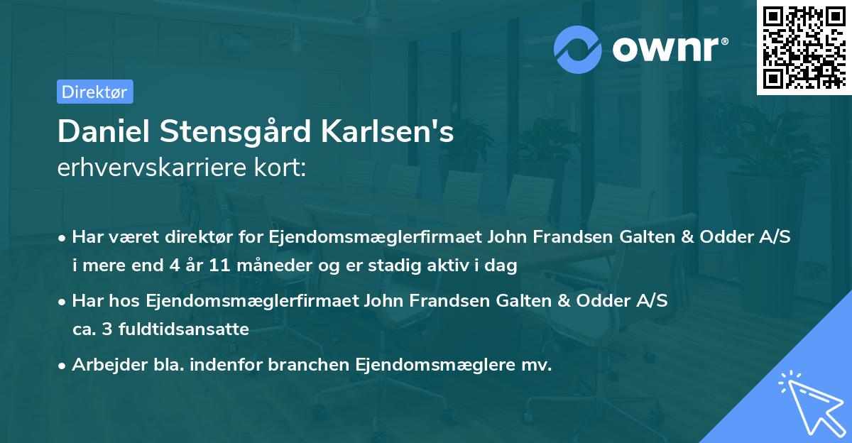 Daniel Stensgård Karlsen's erhvervskarriere kort