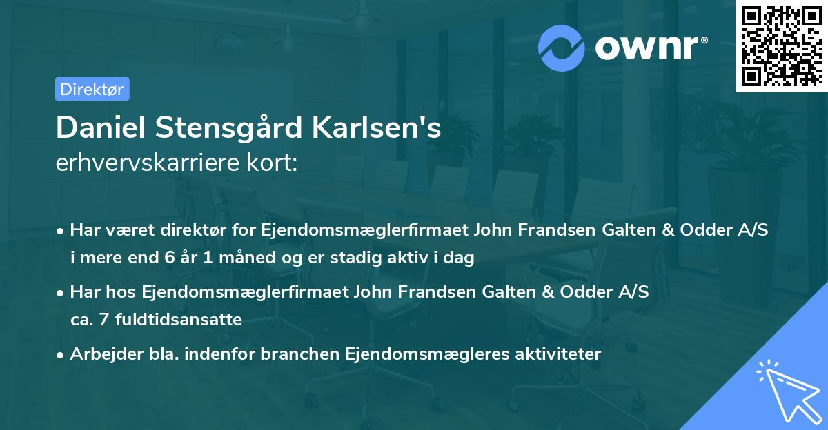 Daniel Stensgård Karlsen's erhvervskarriere kort