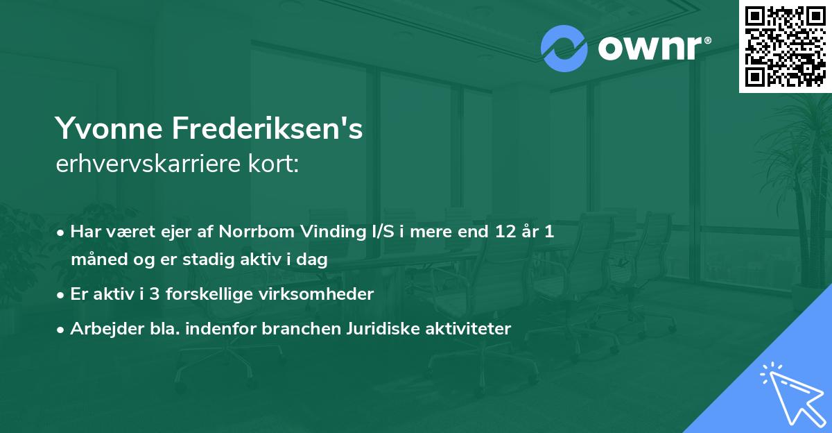 Yvonne Frederiksen's erhvervskarriere kort