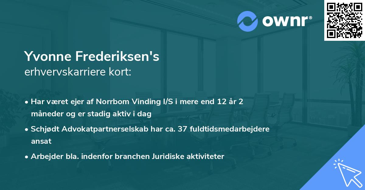 Yvonne Frederiksen's erhvervskarriere kort