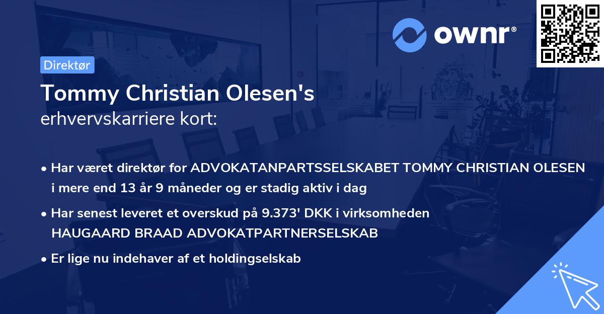 Tommy Christian Olesen's erhvervskarriere kort