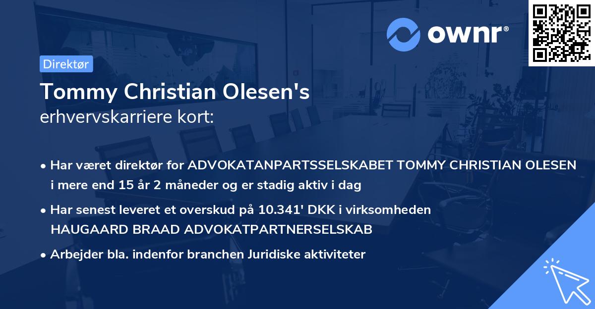Tommy Christian Olesen's erhvervskarriere kort