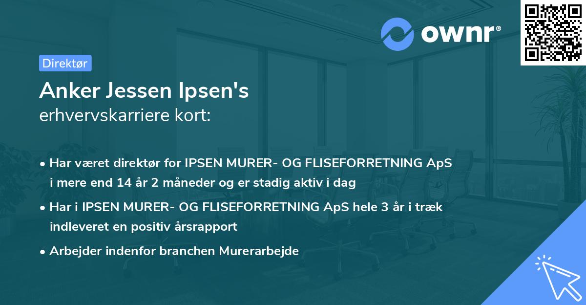 Anker Jessen Ipsen's erhvervskarriere kort