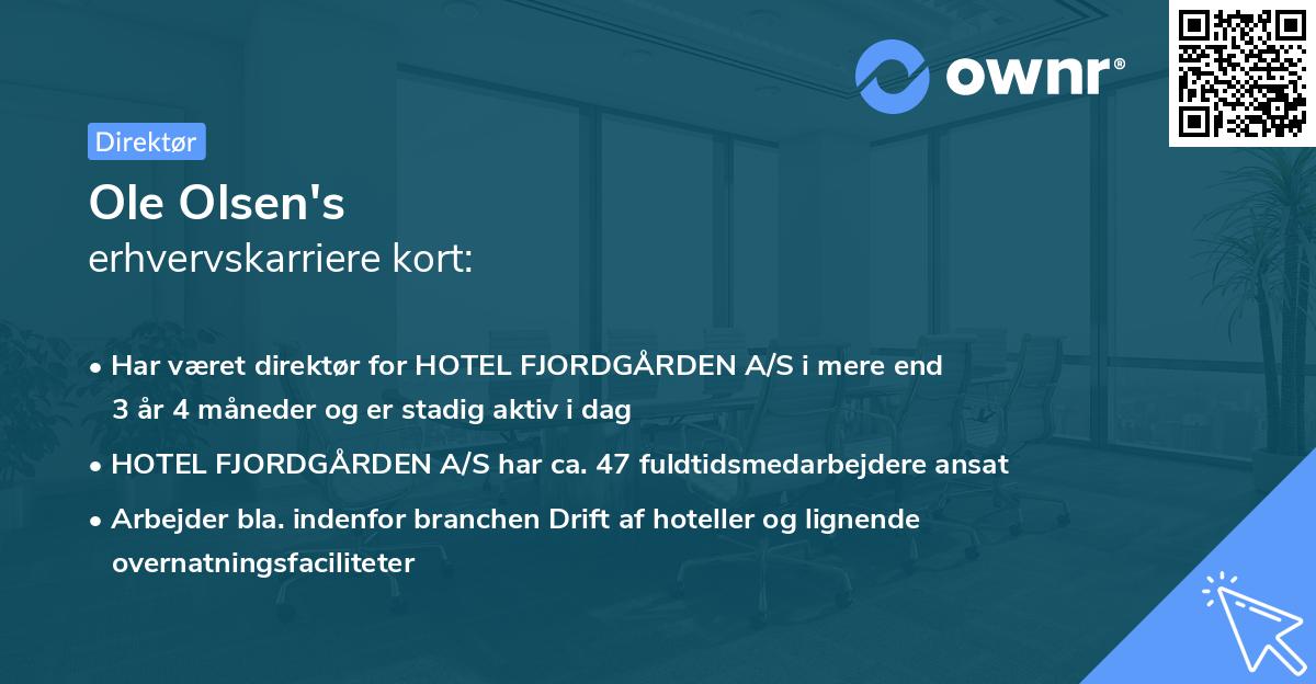 Ole Olsen's erhvervskarriere kort