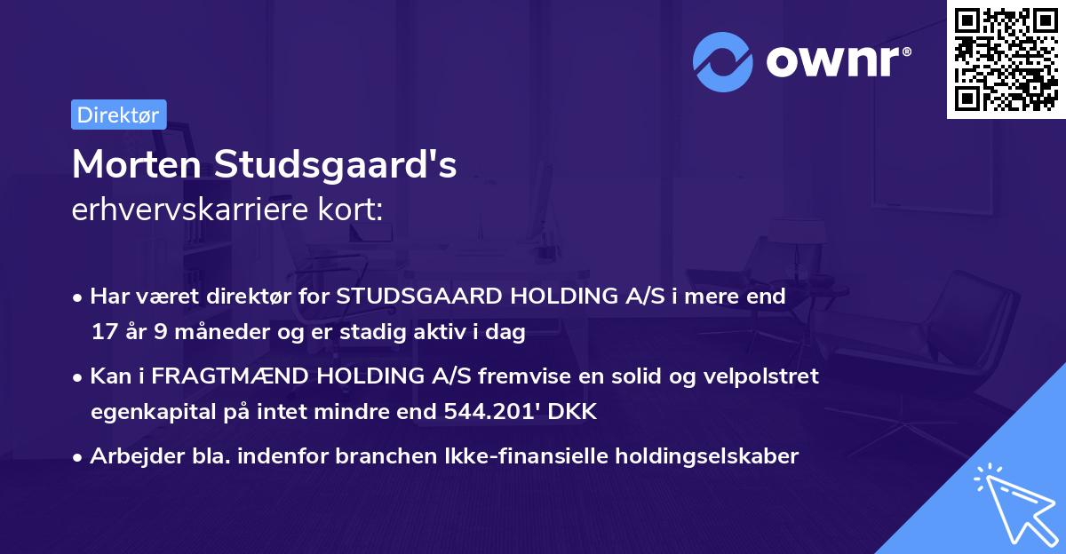 Morten Studsgaard's erhvervskarriere kort