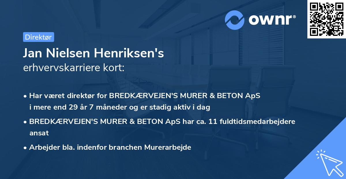 Jan Nielsen Henriksen's erhvervskarriere kort