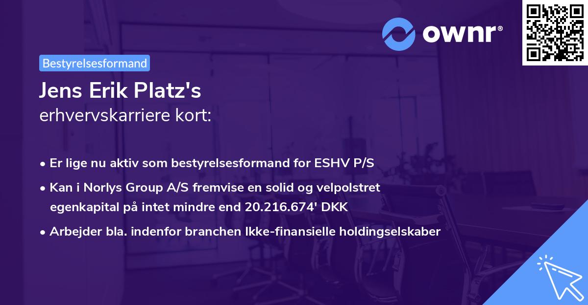Jens Erik Platz's erhvervskarriere kort