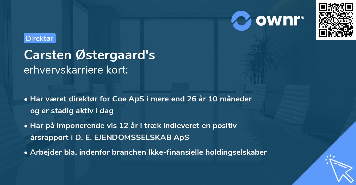 Carsten Østergaard's erhvervskarriere kort