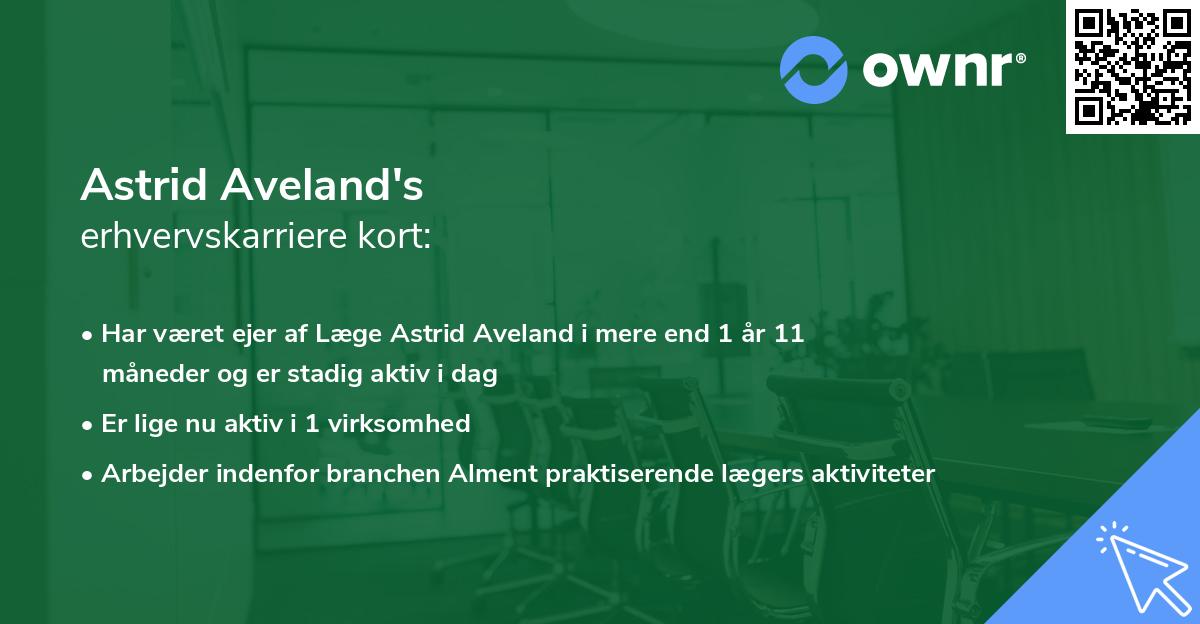 Astrid Aveland's erhvervskarriere kort