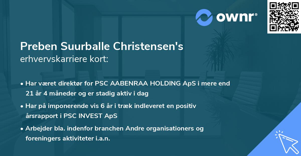 Preben Suurballe Christensen's erhvervskarriere kort