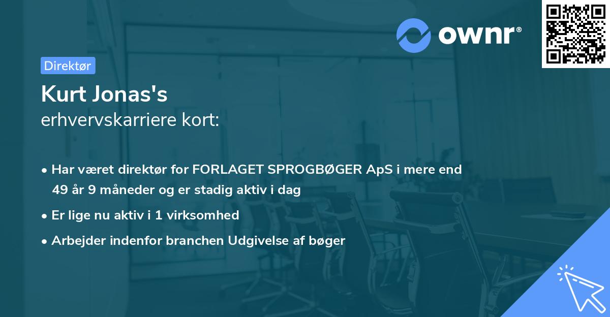 Kurt Jonas's erhvervskarriere kort