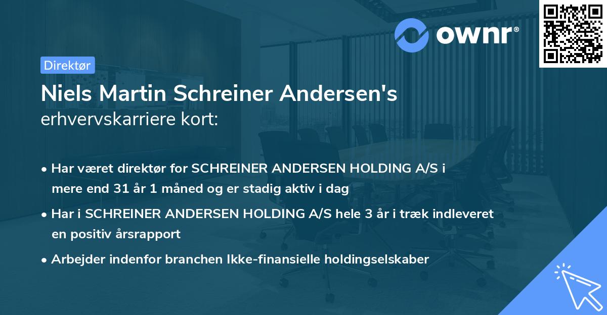 Niels Martin Schreiner Andersen's erhvervskarriere kort