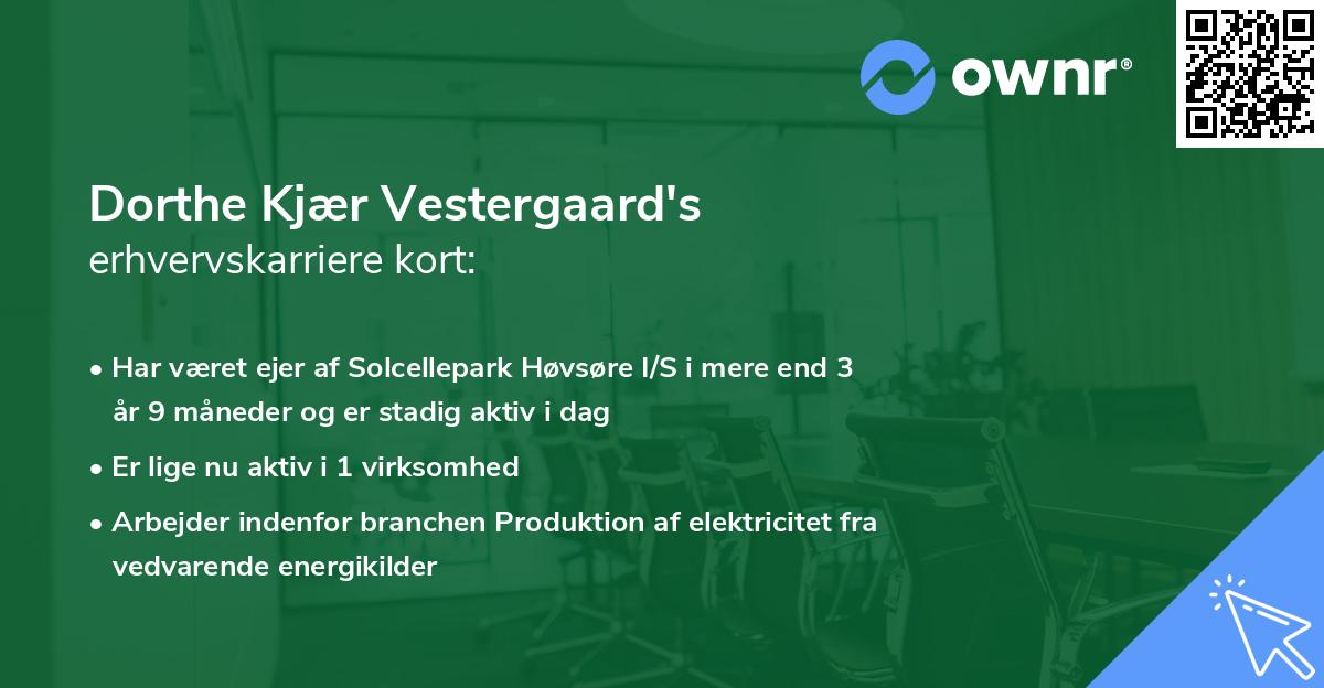 Dorthe Kjær Vestergaard's erhvervskarriere kort