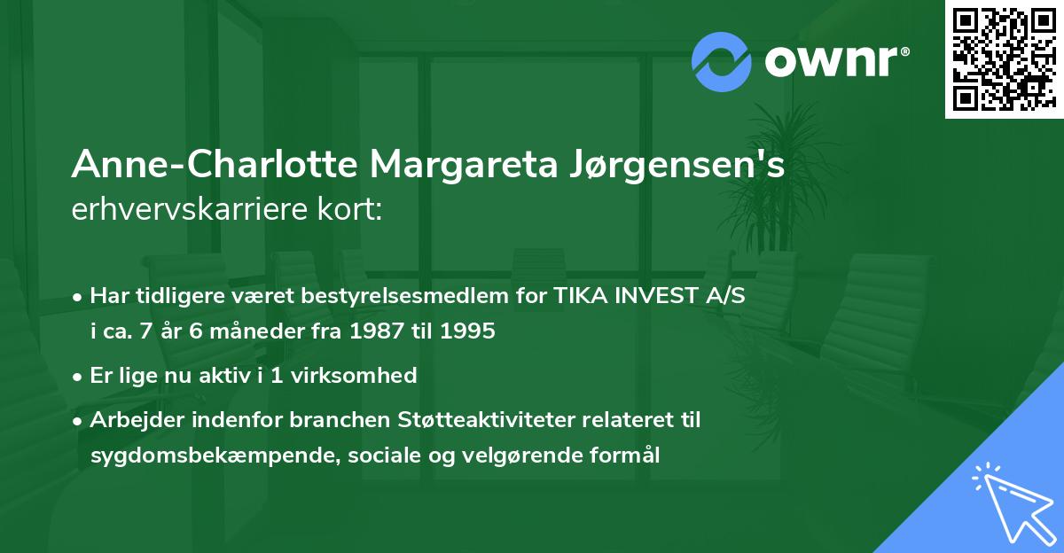 Anne-Charlotte Margareta Jørgensen's erhvervskarriere kort