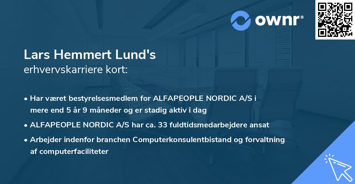 Lars Hemmert Lund's erhvervskarriere kort